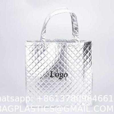 Wholesale Custom Logo Printed Stripe Eco-Friendly Non-Woven Laser Highlight Shopping Grocery Tote Bag