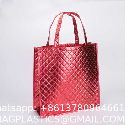 Wholesale Custom Logo Printed Stripe Eco-Friendly Non-Woven Laser Highlight Shopping Grocery Tote Bag