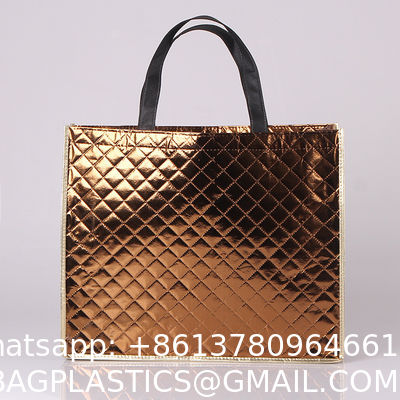 Wholesale Custom Logo Printed Stripe Eco-Friendly Non-Woven Laser Highlight Shopping Grocery Tote Bag