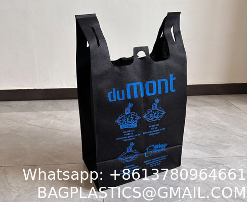 New Design T Shirt Non Woven Bags Cheap Tote Bags Custom Printed Recyclable Fabric With Logo Eco-friendly Non Woven Vest Bags W Cut T Shirt Non Woven Bags for Shopping