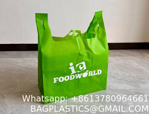 New Design T Shirt Non Woven Bags Cheap Tote Bags Custom Printed Recyclable Fabric With Logo Eco-friendly Non Woven Vest Bags W Cut T Shirt Non Woven Bags for Shopping