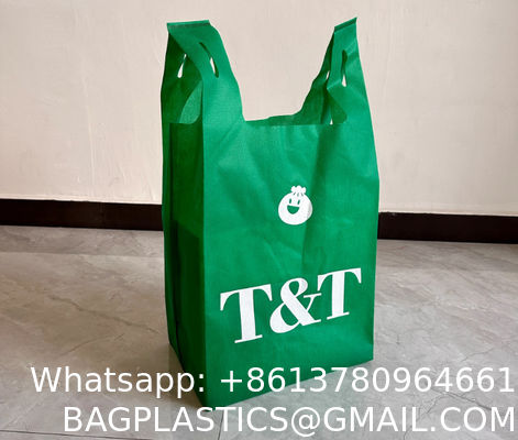 New Design T Shirt Non Woven Bags Cheap Tote Bags Custom Printed Recyclable Fabric With Logo Eco-friendly Non Woven Vest Bags W Cut T Shirt Non Woven Bags for Shopping