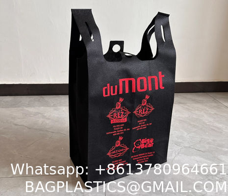 New Design T Shirt Non Woven Bags Cheap Tote Bags Custom Printed Recyclable Fabric With Logo Eco-friendly Non Woven Vest Bags W Cut T Shirt Non Woven Bags for Shopping