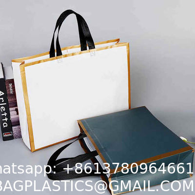 Large Capacity Fabric Shopping Bags Folding Eco-Friendly Tuff Stength Tote Bags Reusable DIY Shoulder Bag Grocery Handbag Beige White