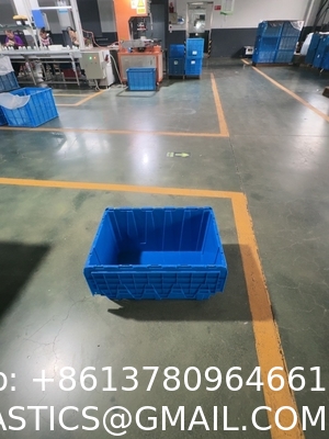 Trailer, Storage Container, Nesting and Stackable Plastic Storage Box with Lid Attached, Clear Tote for Garages, Closets, and Moving