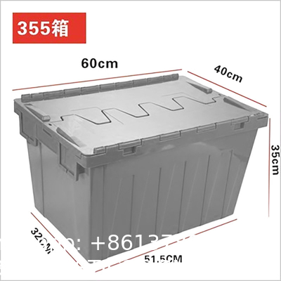Wholesale Stackable Tote File Storage Box Attached Lid Container High Quality Plastic Crate Attached Lid Storage Container For Warehouse