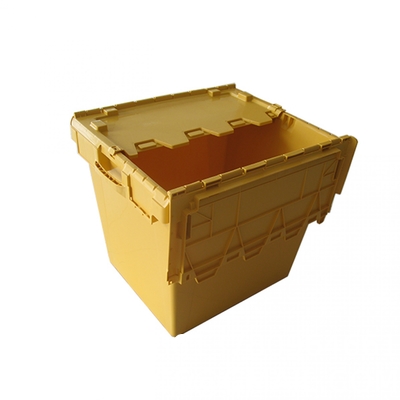 Flip Top Tote, Heavy Duty Nestable Plastic Round Trip Totes Storage Box Container In Blue Yellow Red Green Color