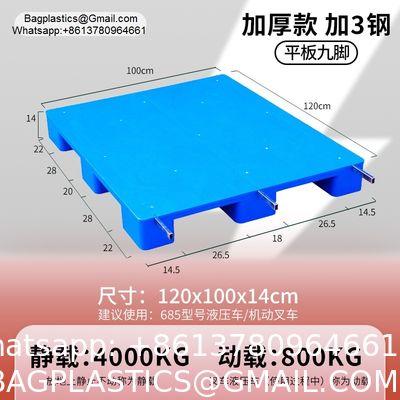 Durable 1200*1000*150mm Single-Faced HDPE Plastic Pallets Euro 3 Runners Heavy Duty Plastic Pallet For Warehouse Storage