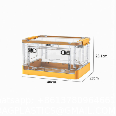 Foldable Box Stackable Container Transparent Plastic Storage Containers - Multi-Purpose Organizers for Kitchen, Office and Home Accessories