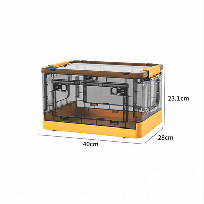 Foldable Box Stackable Container Transparent Plastic Storage Containers - Multi-Purpose Organizers for Kitchen, Office and Home Accessories
