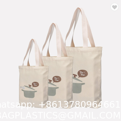 Sustainable Eco Friendly Custom Logo Shopping Handbag Eco-Friendly Reusable Groceries Tote 100% Natural Organic Cotton Canvas Bag