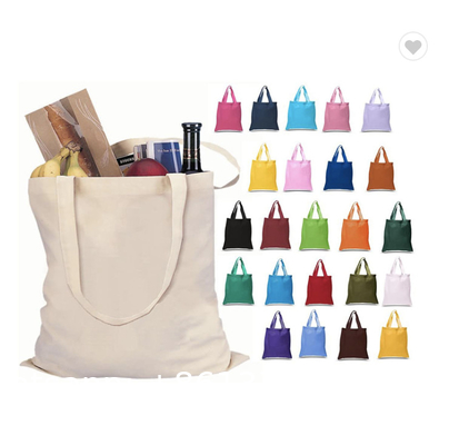 Sustainable Eco Friendly Custom Logo Shopping Handbag Eco-Friendly Reusable Groceries Tote 100% Natural Organic Cotton Canvas Bag