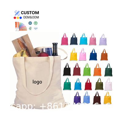 Sustainable Eco Friendly Custom Logo Shopping Handbag Eco-Friendly Reusable Groceries Tote 100% Natural Organic Cotton Canvas Bag