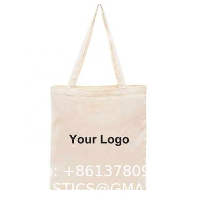 Sustainable Eco Friendly Custom Logo Shopping Handbag Eco-Friendly Reusable Groceries Tote 100% Natural Organic Cotton Canvas Bag