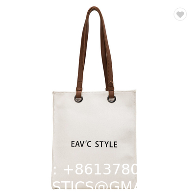 Women Customized Reusable Bags Canvas Tote Bag 10oz With Leather Handles Hot Sale Wholesale Eco-Friendly Canvas Tote Bag Custom Printing Logo Canvas Cotton Shopping Bag
