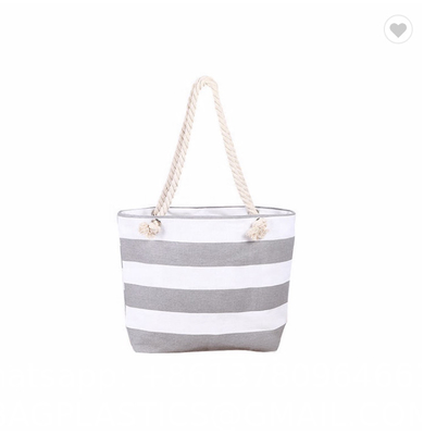 ODM Stripe Promotional Cotton Fabric Bag For Supermarket Shopping ODM Sturdy Canvas Plain Grocery Canvas Tote Bags Cotton Shoulder Bag