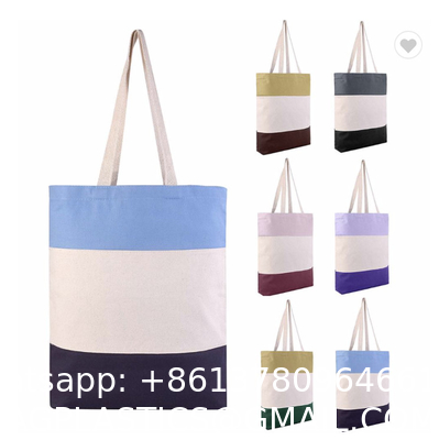 ODM Stripe Promotional Cotton Fabric Bag For Supermarket Shopping ODM Sturdy Canvas Plain Grocery Canvas Tote Bags Cotton Shoulder Bag
