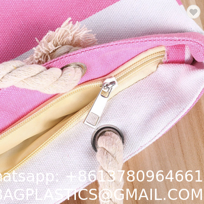 ODM Stripe Promotional Cotton Fabric Bag For Supermarket Shopping ODM Sturdy Canvas Plain Grocery Canvas Tote Bags Cotton Shoulder Bag