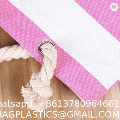 ODM Stripe Promotional Cotton Fabric Bag For Supermarket Shopping ODM Sturdy Canvas Plain Grocery Canvas Tote Bags Cotton Shoulder Bag