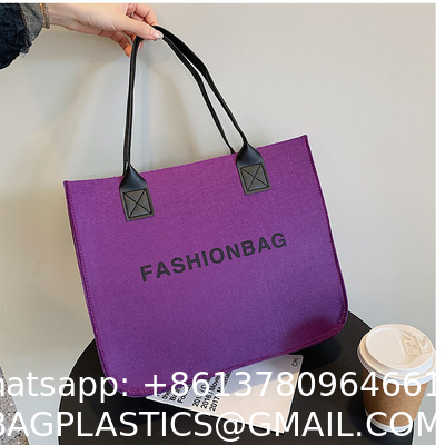 Versatile Felt Bag, Shoulder Handbag, Felt Tote Bag, Leather Strap, Shopping Bag, Large Quantity Discount Large Reusable Bags Heavy Duty Grocery Tote Bag