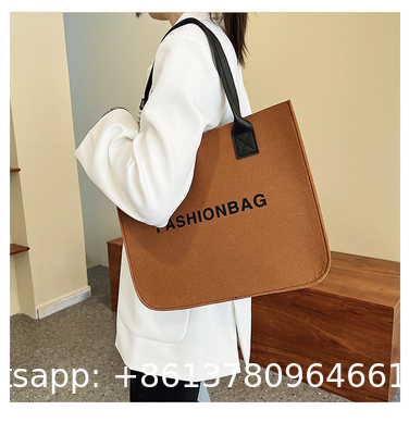 Versatile Felt Bag, Shoulder Handbag, Felt Tote Bag, Leather Strap, Shopping Bag, Large Quantity Discount Large Reusable Bags Heavy Duty Grocery Tote Bag