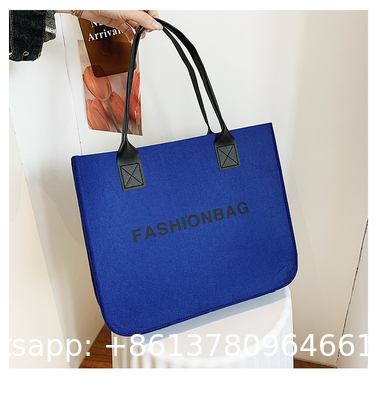 Versatile Felt Bag, Shoulder Handbag, Felt Tote Bag, Leather Strap, Shopping Bag, Large Quantity Discount Large Reusable Bags Heavy Duty Grocery Tote Bag