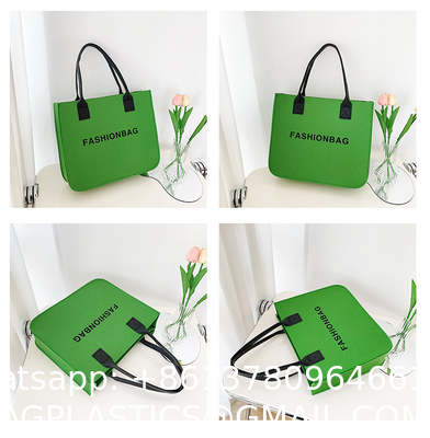 Versatile Felt Bag, Shoulder Handbag, Felt Tote Bag, Leather Strap, Shopping Bag, Large Quantity Discount Large Reusable Bags Heavy Duty Grocery Tote Bag