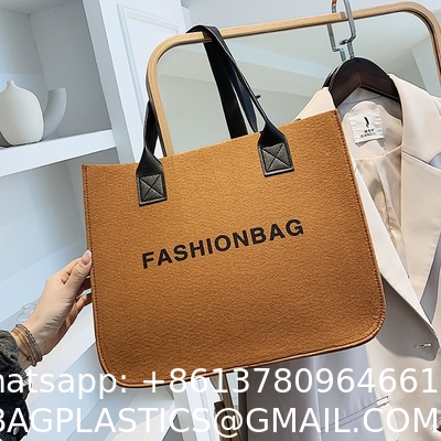 Versatile Felt Bag, Shoulder Handbag, Felt Tote Bag, Leather Strap, Shopping Bag, Large Quantity Discount Large Reusable Bags Heavy Duty Grocery Tote Bag