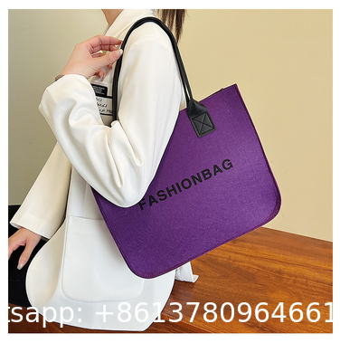 Versatile Felt Bag, Shoulder Handbag, Felt Tote Bag, Leather Strap, Shopping Bag, Large Quantity Discount Large Reusable Bags Heavy Duty Grocery Tote Bag