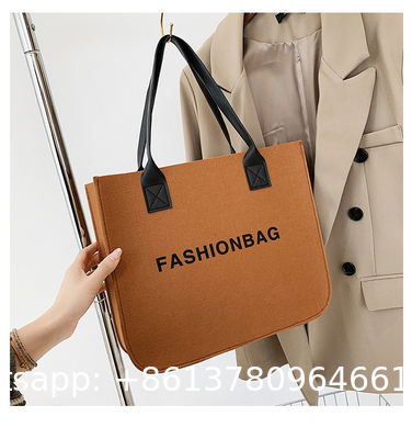 Versatile Felt Bag, Shoulder Handbag, Felt Tote Bag, Leather Strap, Shopping Bag, Large Quantity Discount Large Reusable Bags Heavy Duty Grocery Tote Bag