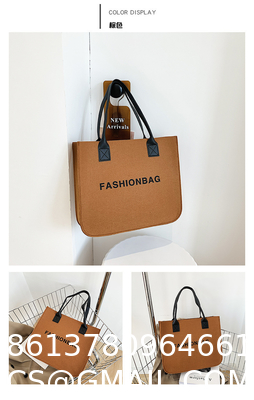 Versatile Felt Bag, Shoulder Handbag, Felt Tote Bag, Leather Strap, Shopping Bag, Large Quantity Discount Large Reusable Bags Heavy Duty Grocery Tote Bag