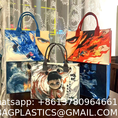 Nezha Ao Bing Demon Child Felt Handbag Student Handbag Large Capacity Tote Bag Gift Bag Custom Wholesale Tote Bag with Handles Duty Tote Shopping Felt Bags