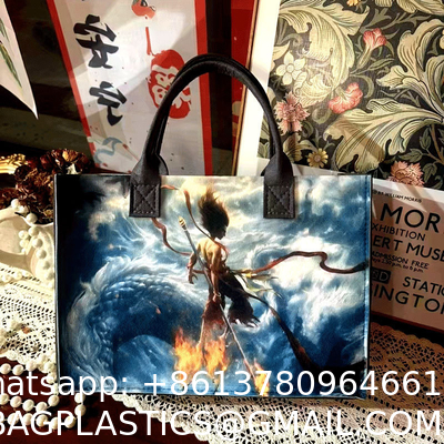 Nezha Ao Bing Demon Child Felt Handbag Student Handbag Large Capacity Tote Bag Gift Bag Custom Wholesale Tote Bag with Handles Duty Tote Shopping Felt Bags