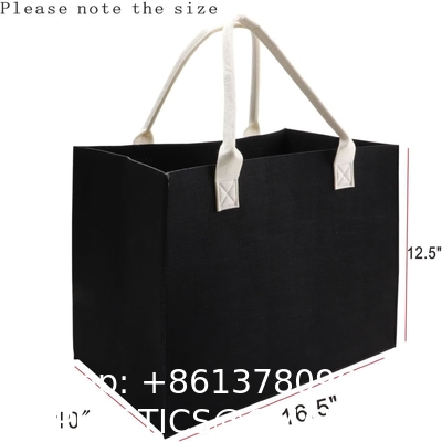 Biodegradable Sustainable Eco Friendly Green Felt Bag Storage High-Capacity Solid Color Two Shoulder Straps Custom Logo Felt Tote Bag Shopping