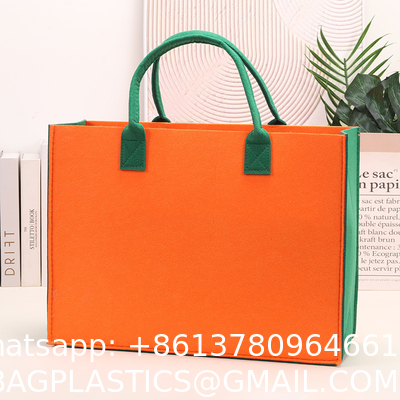 Felt Tote Bag Reusable Lightly Heavy Duty Grocery Tote Bag With Handles Shopping Felt Bags Wholesale Custom Simple Letter Logo Eco-Friendly Durable Multi-Scenario Suitable Felt Shopping Tote Bag