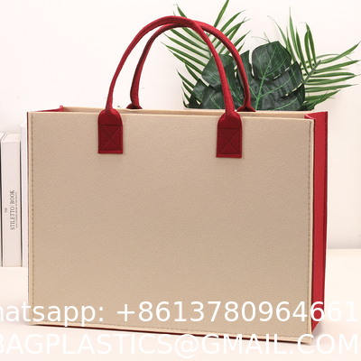Felt Tote Bag Reusable Lightly Heavy Duty Grocery Tote Bag With Handles Shopping Felt Bags Wholesale Custom Simple Letter Logo Eco-Friendly Durable Multi-Scenario Suitable Felt Shopping Tote Bag