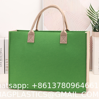 Felt Tote Bag Reusable Lightly Heavy Duty Grocery Tote Bag With Handles Shopping Felt Bags Wholesale Custom Simple Letter Logo Eco-Friendly Durable Multi-Scenario Suitable Felt Shopping Tote Bag