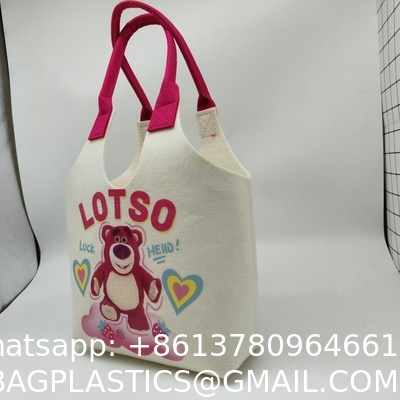 sustainable Eco Friendly Custom Logo Women'S Large Capacity Grocery Felt Bag Reusable Colorful Felt Shopping Tote Bags For Shopping