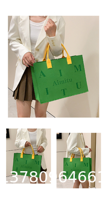 Factory Supply New Style Fashion Hand Bags Shopping Handbag Felt Customized Multi-Pocket Handbag Felt Tote Bag Eco-Friendly Cotton Felt Handle Beautiful Striped