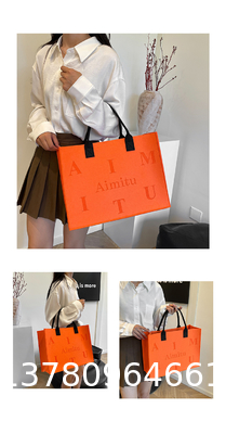 Factory Supply New Style Fashion Hand Bags Shopping Handbag Felt Customized Multi-Pocket Handbag Felt Tote Bag Eco-Friendly Cotton Felt Handle Beautiful Striped