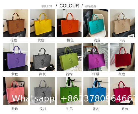 Factory Supply New Style Fashion Hand Bags Shopping Handbag Felt Customized Multi-Pocket Handbag Felt Tote Bag Eco-Friendly Cotton Felt Handle Beautiful Striped