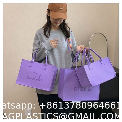 Commuting Simple Style Felt Shopping Handbag with Custom logo and Color Custom Felt Shoulder Bag Simple Large Capacity Felt Tote Bag Wholesale Felt Cloth Bag Custom With Logo
