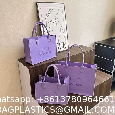 Commuting Simple Style Felt Shopping Handbag with Custom logo and Color Custom Felt Shoulder Bag Simple Large Capacity Felt Tote Bag Wholesale Felt Cloth Bag Custom With Logo