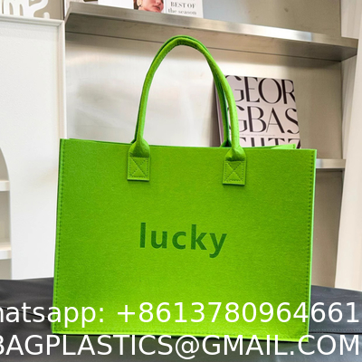 Custom Felt Tote Bag Large Capacity Portable Eco-Friendly Shopping Full Bag Gift Shopping Bag Custom Logo Large Capacity Storage Tote Bag Women Single Outdoor Shoulder Handbag Ladies Felt Shopping