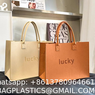 Custom Felt Tote Bag Large Capacity Portable Eco-Friendly Shopping Full Bag Gift Shopping Bag Custom Logo Large Capacity Storage Tote Bag Women Single Outdoor Shoulder Handbag Ladies Felt Shopping