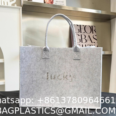 Custom Felt Tote Bag Large Capacity Portable Eco-Friendly Shopping Full Bag Gift Shopping Bag Custom Logo Large Capacity Storage Tote Bag Women Single Outdoor Shoulder Handbag Ladies Felt Shopping