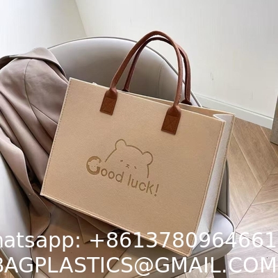 Wholesale Eco Friendly Custom Logo Large Capacity Colorful Felt Shopping Tote Bag With Logo DIY Personalized Grocery Bag