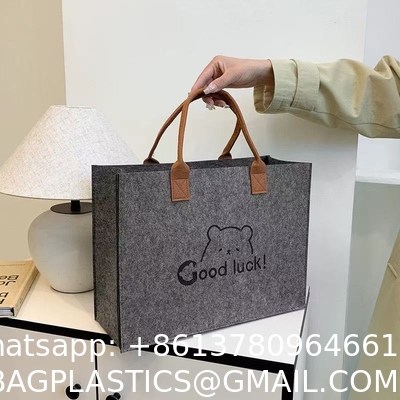 Wholesale Eco Friendly Custom Logo Large Capacity Colorful Felt Shopping Tote Bag With Logo DIY Personalized Grocery Bag