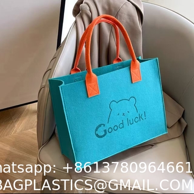 Wholesale Eco Friendly Custom Logo Large Capacity Colorful Felt Shopping Tote Bag With Logo DIY Personalized Grocery Bag