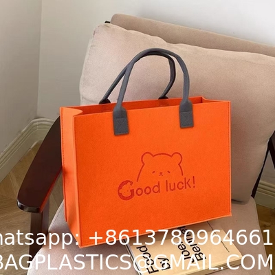 Wholesale Eco Friendly Custom Logo Large Capacity Colorful Felt Shopping Tote Bag With Logo DIY Personalized Grocery Bag